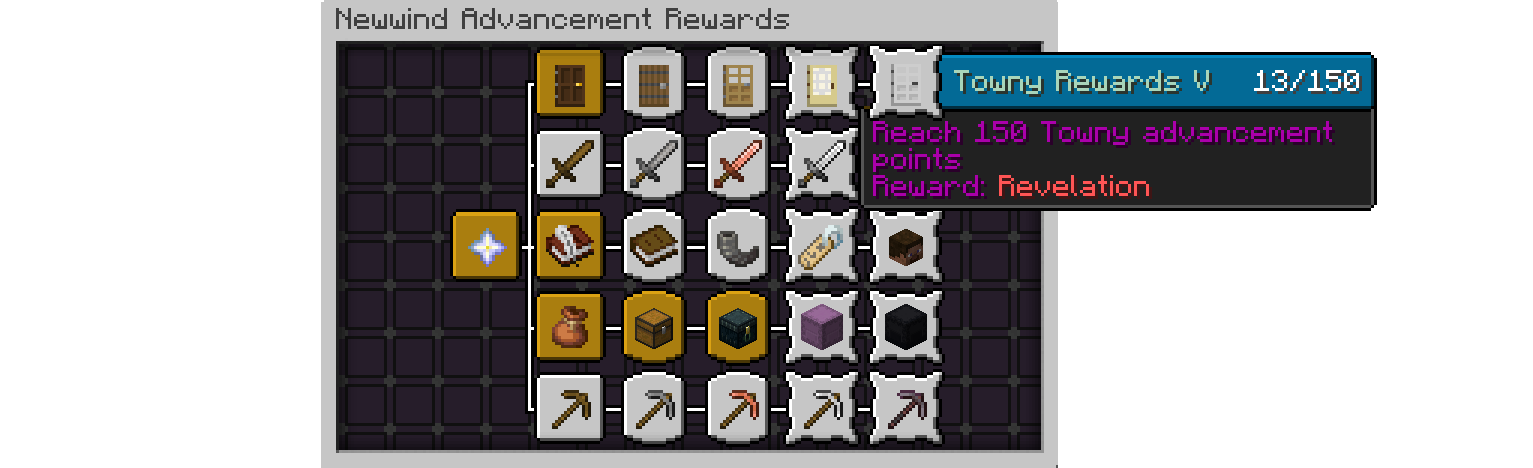 Advancement rewards screen