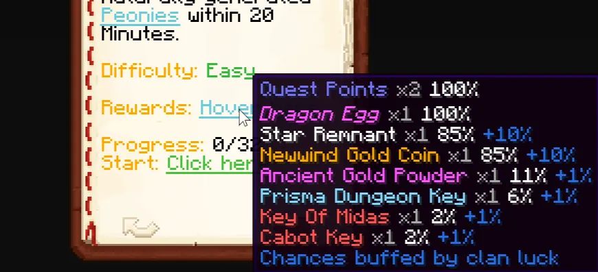 Clan luck in quest book